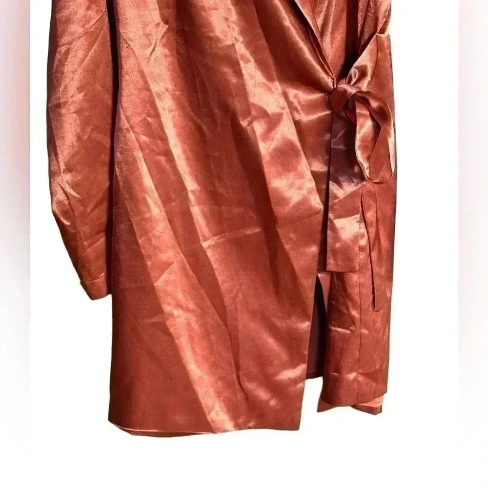 $125 Endless Rose Women's Red Satin Wrap Jacket Tie Shawl Collar Dress Size M - Picture 6 of 8